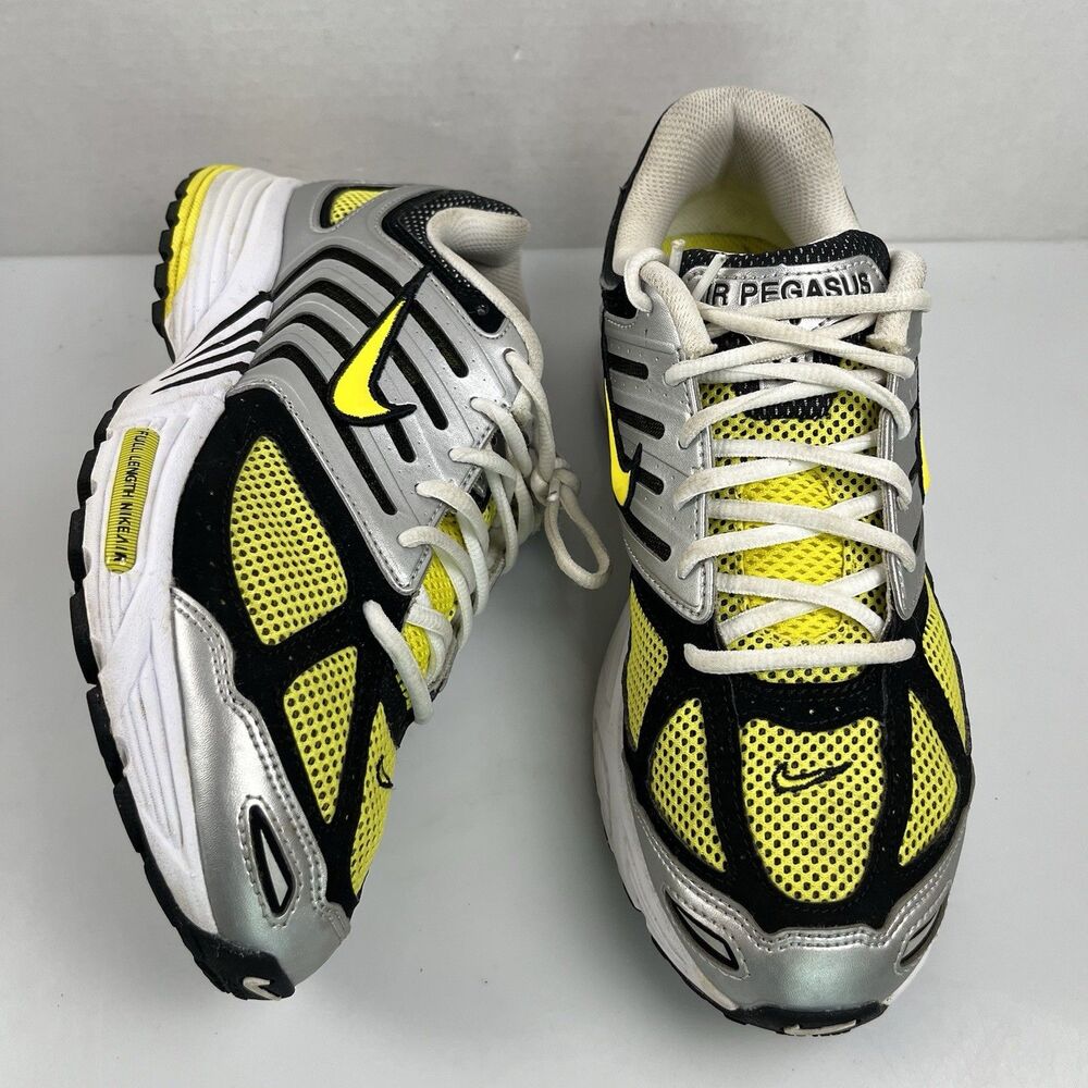 Nike Air Pegasus 2K5 Metallic Silver Black Opti Yellow Womens Size 9